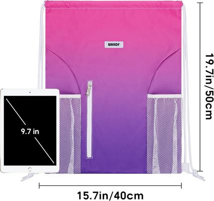 Αθλητική γυμναστική Sackpack τσαντών σακιδίων πλάτης Drawstring νερού ανθεκτική με τις τσέπες πλέγματος