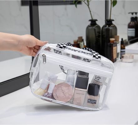 Σαφές Toiletry Tote ταξιδιού Makeup τοποθετεί το μεγάλο καλλυντικό πορτοφόλι σακουλών φερμουάρ διοργανωτών σε σάκκο