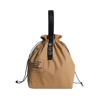 Προσαρμοσμένη μονωμένη Bento τσάντα μεσημεριανού γεύματος Drawstring καμβά ανοίγματος τσαντών ευρεία