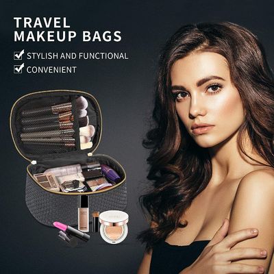 Καλλυντική τσάντα ταξιδιού τσαντών Makeup για Toiletry τσαντών διοργανωτών Makeup γυναικών τις φορητές αδιάβροχες τσάντες ο Μαύρος 3 πακέτων