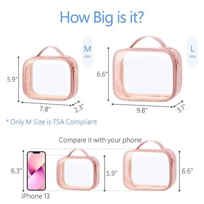Σαφές Makeup τοποθετεί την αδιάβροχη Toiletry τσάντα με τις μεγάλες σαφείς Toiletry λαβών σε σάκκο τσάντες