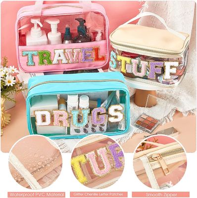 Σαφής Makeup τσαντών Makeup αδιάβροχος φορητός PVC τσαντών μπαλωμάτων τσαντών διαφανής ακτινοβολεί καλλυντική Toiletry ταξιδιού τσαντών τσάντα