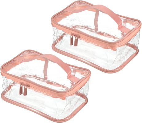 Σαφής Toiletry καλλυντική σακούλα τσαντών PVC Makeup τσαντών με το λουρί λαβών φερμουάρ αδιάβροχο για το ταξίδι