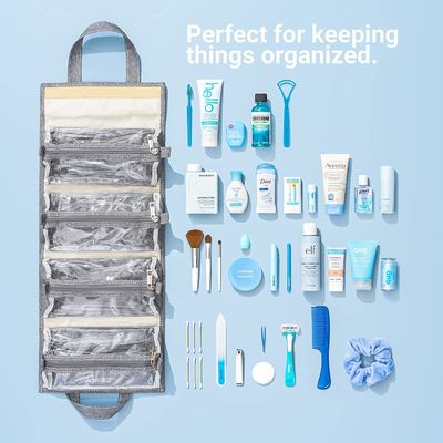 Toiletry ικανότητας ξανθού γερμανικού ζύού τοποθετεί 4kits σε σάκκο κρεμώντας ρόλος-επάνω στην τσάντα Makeup/Toiletry το διοργανωτή εξαρτήσεων/ταξίδι για τις γυναίκες