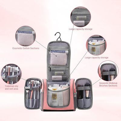 Κρεμώντας Toiletry τσάντα για τις γυναίκες, ρόδινη τσάντα λουτρών ταξιδιού Makeup, αδιάβροχη μέση Toiletry γυναικείου ταξιδιού τσάντα