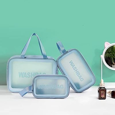 Σαφής Toiletry τσάντα 3 καλλυντική διαφανής τσάντα πλυσίματος ταξιδιού PC Makeup για τις γυναίκες