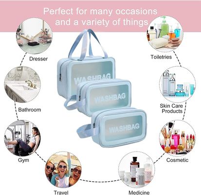 Σαφής Toiletry τσάντα 3 καλλυντική διαφανής τσάντα πλυσίματος ταξιδιού PC Makeup για τις γυναίκες
