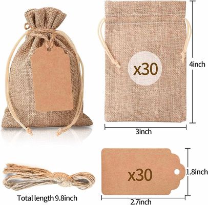 3 τσάντες &quot; Χ 4» με Drawstring, γαμήλιο Hessian τσάντα σάκων λινού, Burlap σακουλών κοσμήματος τσάντες