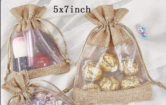 Burlap καθαρές Burlap τσαντών Organza τσαντών τσάντες δώρων τσαντών με Drawstring, για την καλλυντική σακούλα πλέγματος δειγμάτων ευνοιών δεξίωσης γάμου