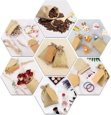 Burlap τσαντών Drawstring η σακούλα λουλουδιών τοποθετεί τις σακούλες κοσμήματος τσαντών δώρων για τη δεξίωση γάμου τεχνών DIY σε σάκκο, ίντσες 5X7