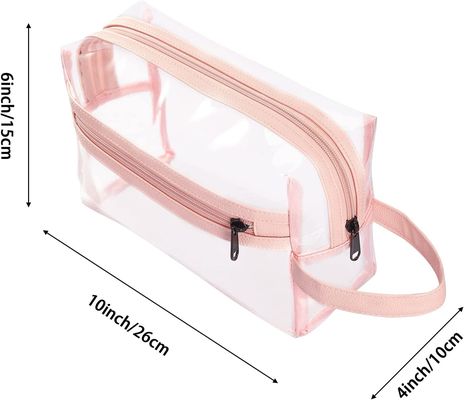 Η ρόδινη σαφής Toiletry τσάντα για τις γυναίκες, ταξιδεύει την αδιάβροχη καλλυντική τσάντα διοργανωτών Makeup για το σαμπουάν, Toiletries εξαρτήματα