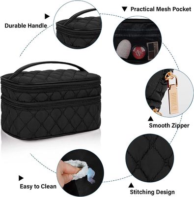 Καλλυντική τσάντα ταξιδιού Makeup η φορητή με Toiletry στρώματος λαβών τη μεγάλη διπλή τσάντα 2Pcs στεγανοποιεί αποτελεί την τσάντα για τις γυναίκες