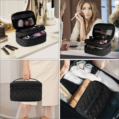 Καλλυντική τσάντα ταξιδιού Makeup η φορητή με Toiletry στρώματος λαβών τη μεγάλη διπλή τσάντα 2Pcs στεγανοποιεί αποτελεί την τσάντα για τις γυναίκες