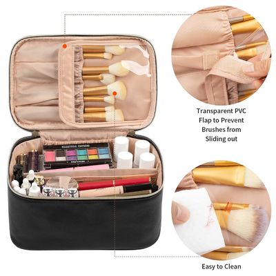 Τσάντα Makeup, φορητή καλλυντική τσάντα, διοργανωτής περίπτωσης Makeup ταξιδιού μεγάλης περιεκτικότητας, μαύρες τσάντες Makeup για Toiletry γυναικών την τσάντα
