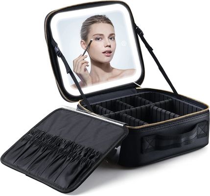 Περίπτωση Makeup ταξιδιού με τον αναμμένο καθρέφτη 3 χρώμα που θέτει, δώρο ημέρας της μητέρας, καλλυντική περίπτωση τραίνων Makeup με διευθετήσιμο