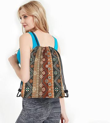 Boho Floral Drawstring τσαντών σακιδίων πλάτης Βοημίας άνευ ραφής σχέδιο μπατίκ τέχνης ύφους φυλετικό