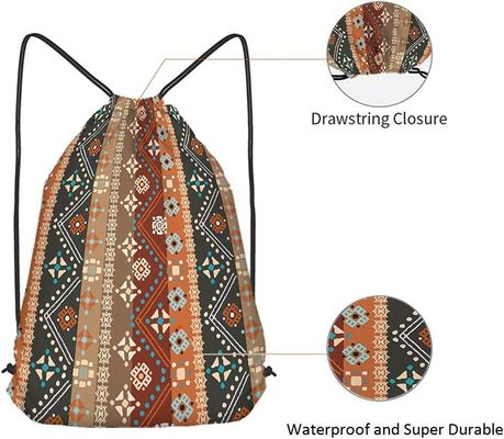 Boho Floral Drawstring τσαντών σακιδίων πλάτης Βοημίας άνευ ραφής σχέδιο μπατίκ τέχνης ύφους φυλετικό