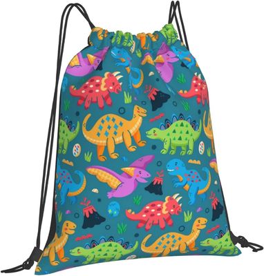 Οι τσάντες Drawstring σακιδίων πλάτης Drawstring για τις τσάντες σειράς χορού γυμναστικής Teens αγοριών κοριτσιών παιδιών συσσωρεύουν τον αδιάβροχο δεινόσαυρο