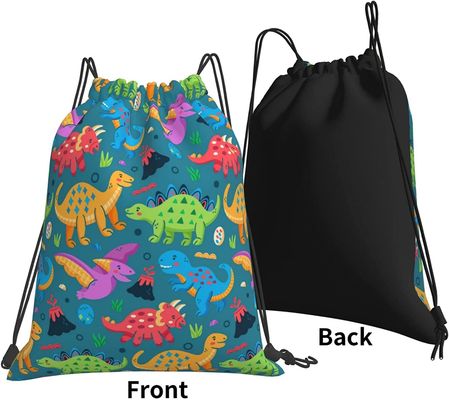 Οι τσάντες Drawstring σακιδίων πλάτης Drawstring για τις τσάντες σειράς χορού γυμναστικής Teens αγοριών κοριτσιών παιδιών συσσωρεύουν τον αδιάβροχο δεινόσαυρο