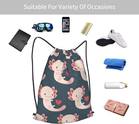 Σακίδιο πλάτης Drawstring με Axolotls, τις καρδιές και τις φυσαλίδες - λατρευτά και πρακτικά - κατάλληλες για τις γυναίκες και τα κορίτσια