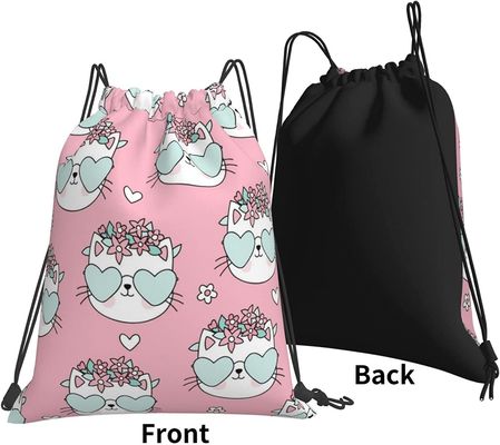 Οι ελαφριές τσάντες Drawstring σακιδίων πλάτης Drawstring για τις τσάντες σειράς χορού γυμναστικής Teens αγοριών κοριτσιών παιδιών συσσωρεύουν την αδιάβροχη γάτα