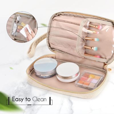 Η μαλακή ανθεκτική νερό-Resisitant τσάντα Makeup ταξιδιού, μεγάλο διπλό στρώμα αποτελεί την καλλυντική τσάντα για τις γυναίκες
