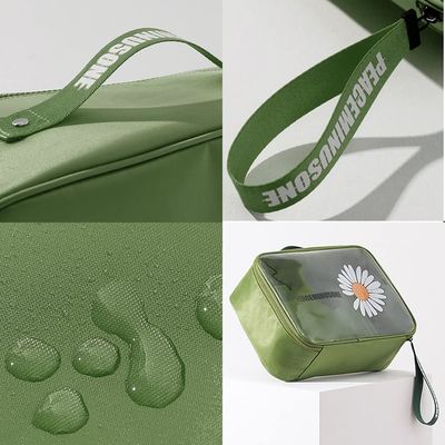 Daisy Διάφανη Καλλυντική PVC Αδιάβροχη Τσάντα Μακιγιάζ Ταξιδίου Πράσινη για Γυναίκες Άντρες