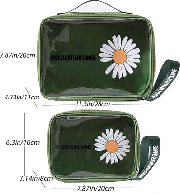 Daisy Διάφανη Καλλυντική PVC Αδιάβροχη Τσάντα Μακιγιάζ Ταξιδίου Πράσινη για Γυναίκες Άντρες