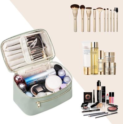 Γυναικών πράσινη ταξιδιού Makeup περίπτωση βουρτσών διοργανωτών καλλυντική στο δέρμα Eco Vegan