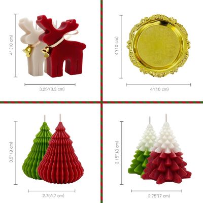 Χριστουγεννιάτικα αρωματικά κεριά Set δώρο Elk &amp; Christmas Tree σε σχήμα χειροποίητο κερί σόγιας Xmas αρωματοθεραπευτικό κερί