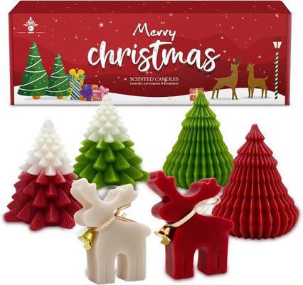 Χριστουγεννιάτικα αρωματικά κεριά Set δώρο Elk & Christmas Tree σε σχήμα χειροποίητο κερί σόγιας Xmas αρωματοθεραπευτικό κερί