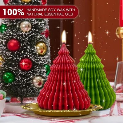 Χριστουγεννιάτικα αρωματικά κεριά Set δώρο Elk &amp; Christmas Tree σε σχήμα χειροποίητο κερί σόγιας Xmas αρωματοθεραπευτικό κερί